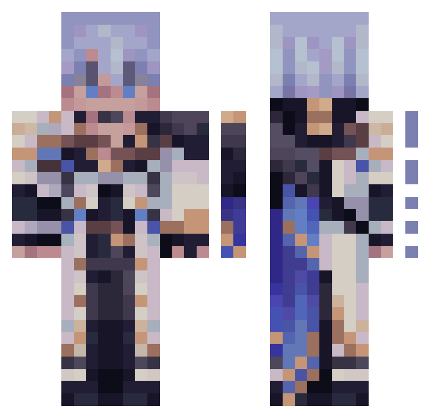 Aznyang Minecraft skin, front and back view