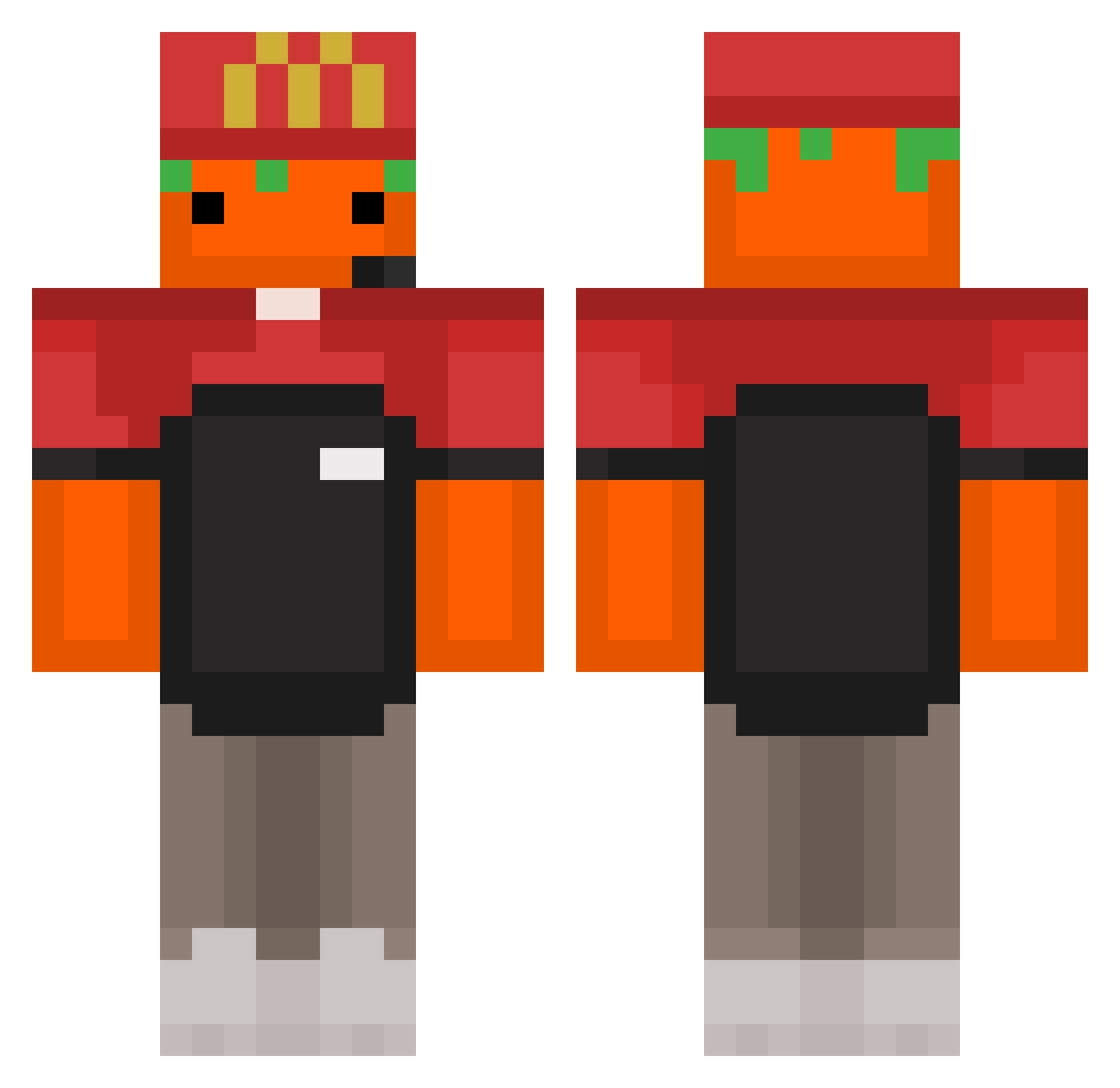 NotC4rrot Minecraft skin, front and back view