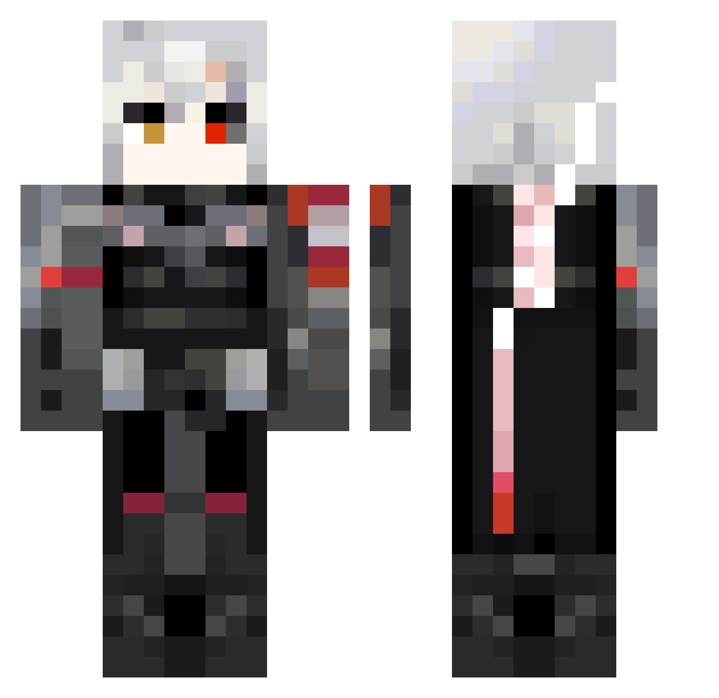 Clockface Minecraft skin, front and back view
