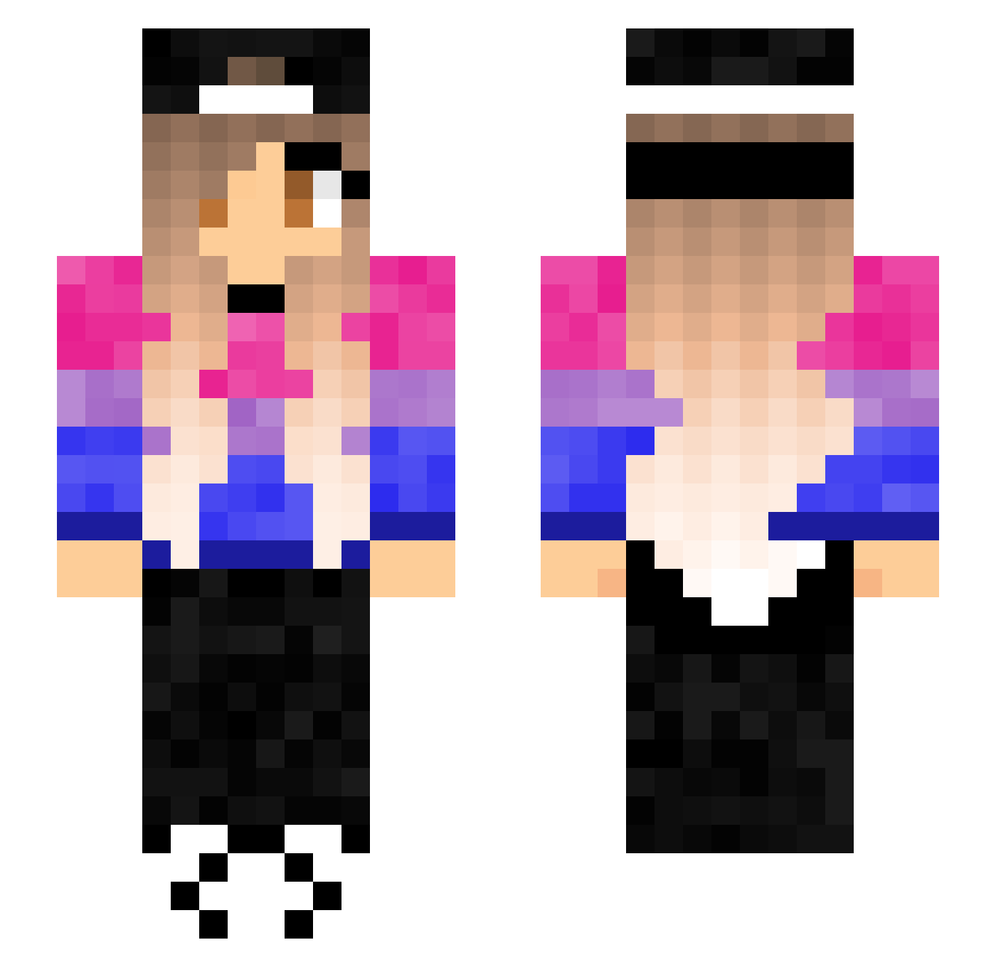 Nn0b0dy Minecraft skin, front and back view