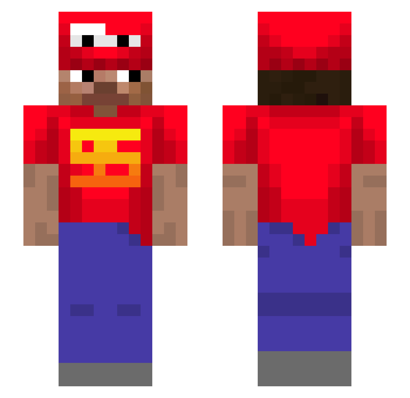 GSNx Minecraft skin, front and back view