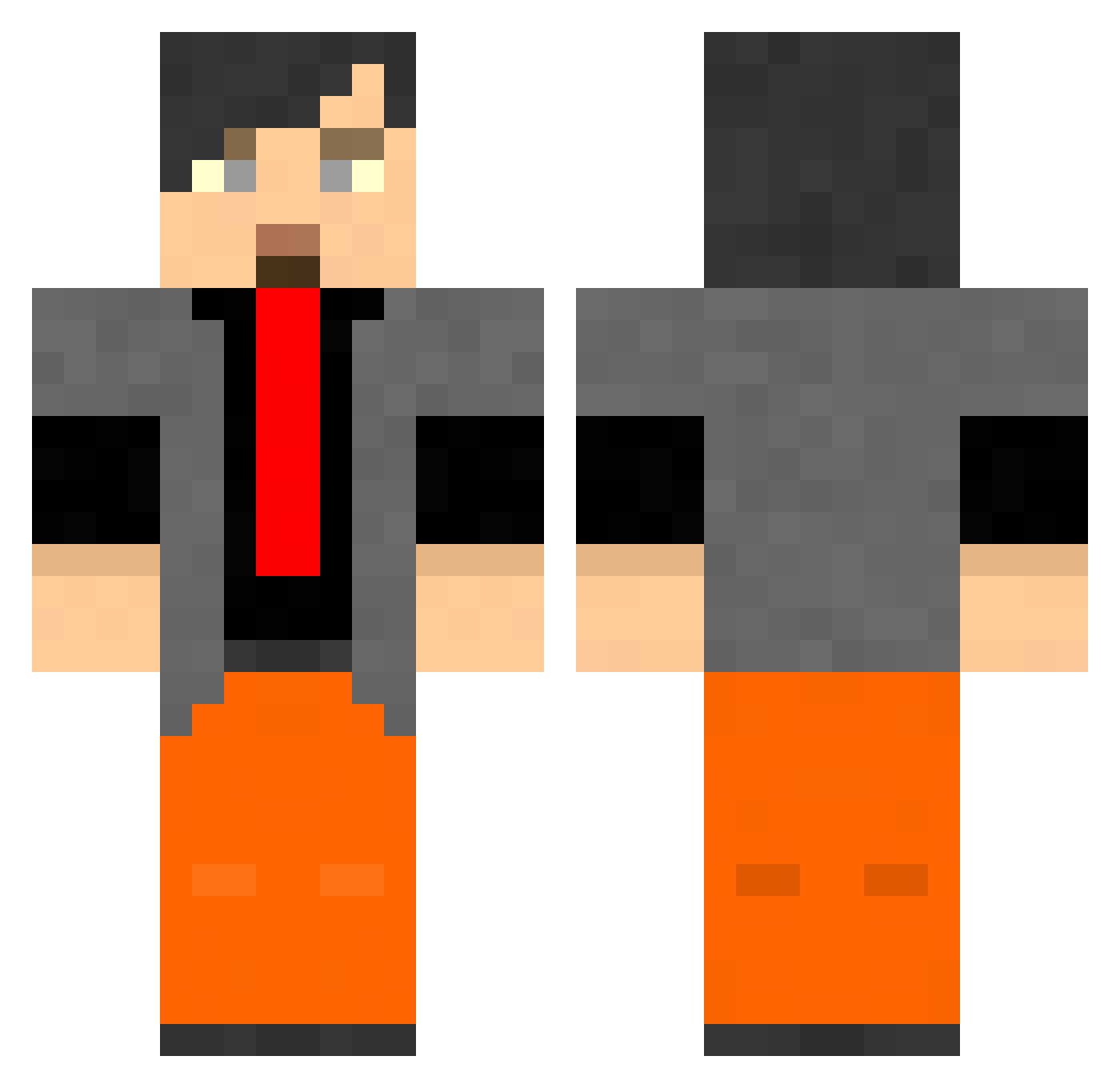 Hangover Minecraft skin, front and back view