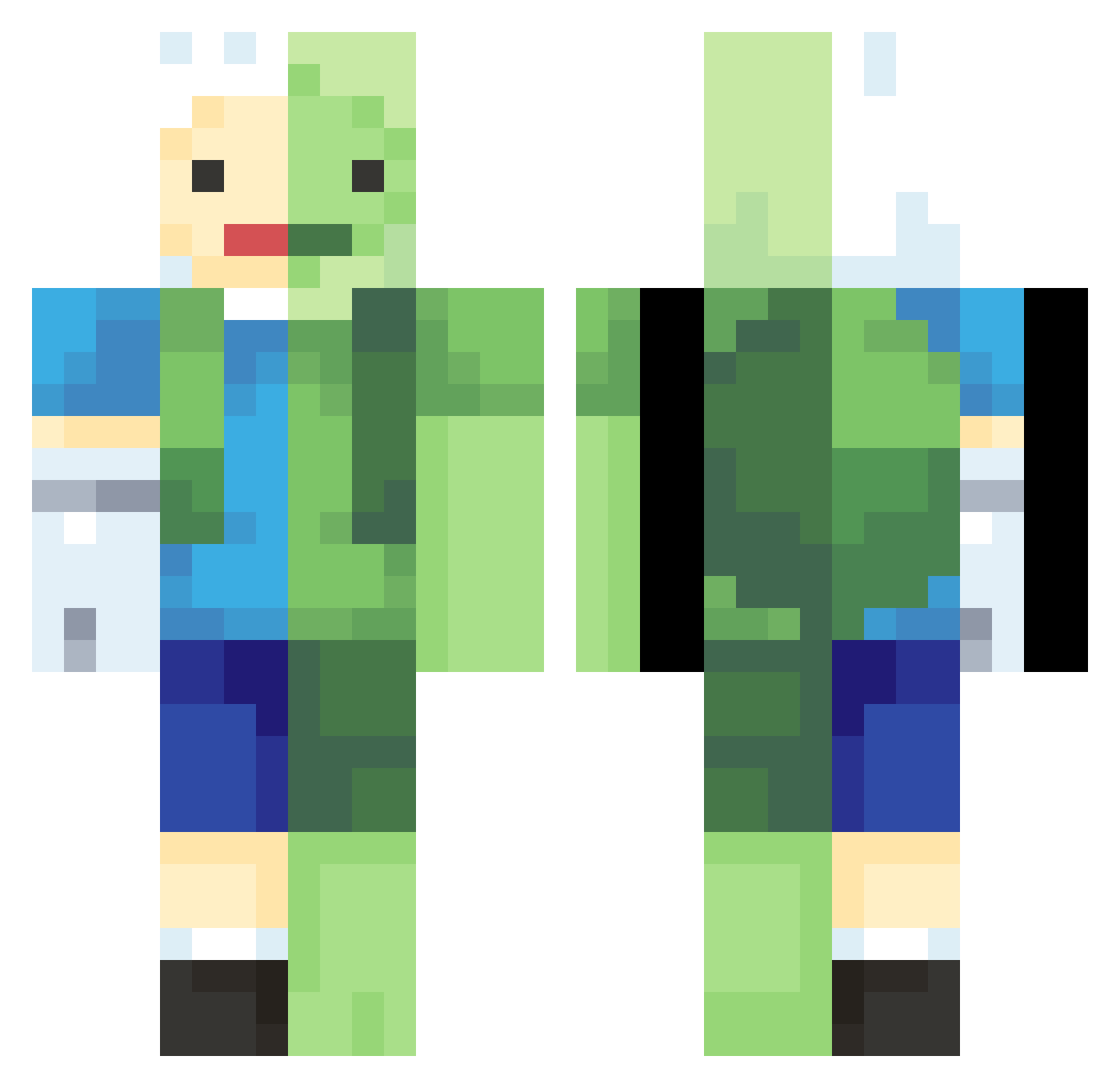 zz3bbt Minecraft skin, front and back view