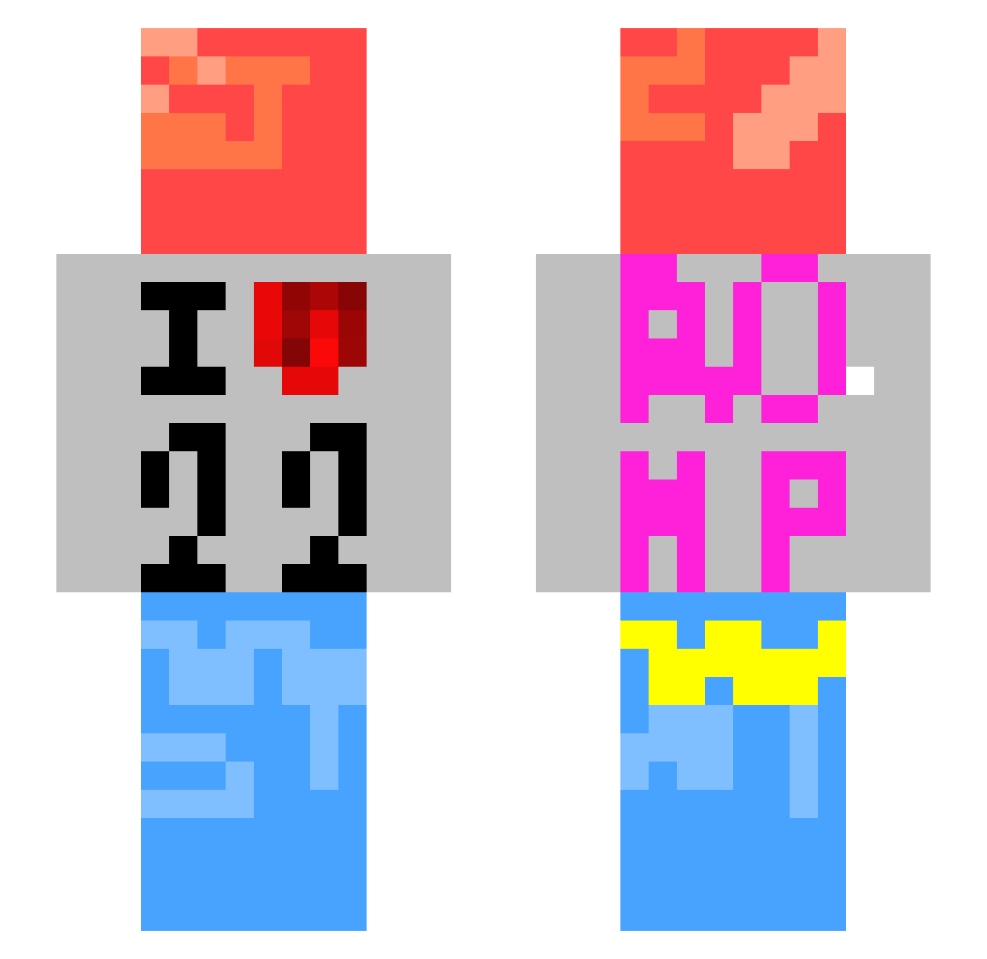 romp_22 Minecraft skin, front and back view