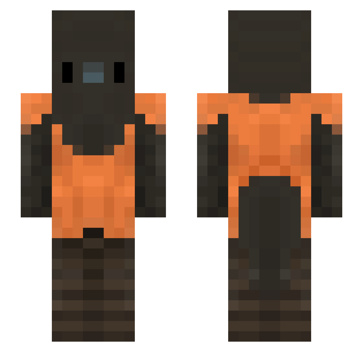 TheToxicPitohui Minecraft skin, front and back view
