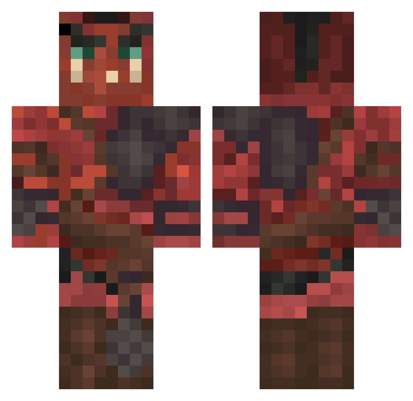 Dzsevus Minecraft skin, front and back view