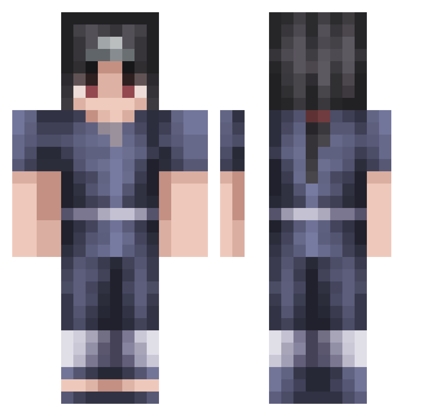 asscracklicker Minecraft skin, front and back view