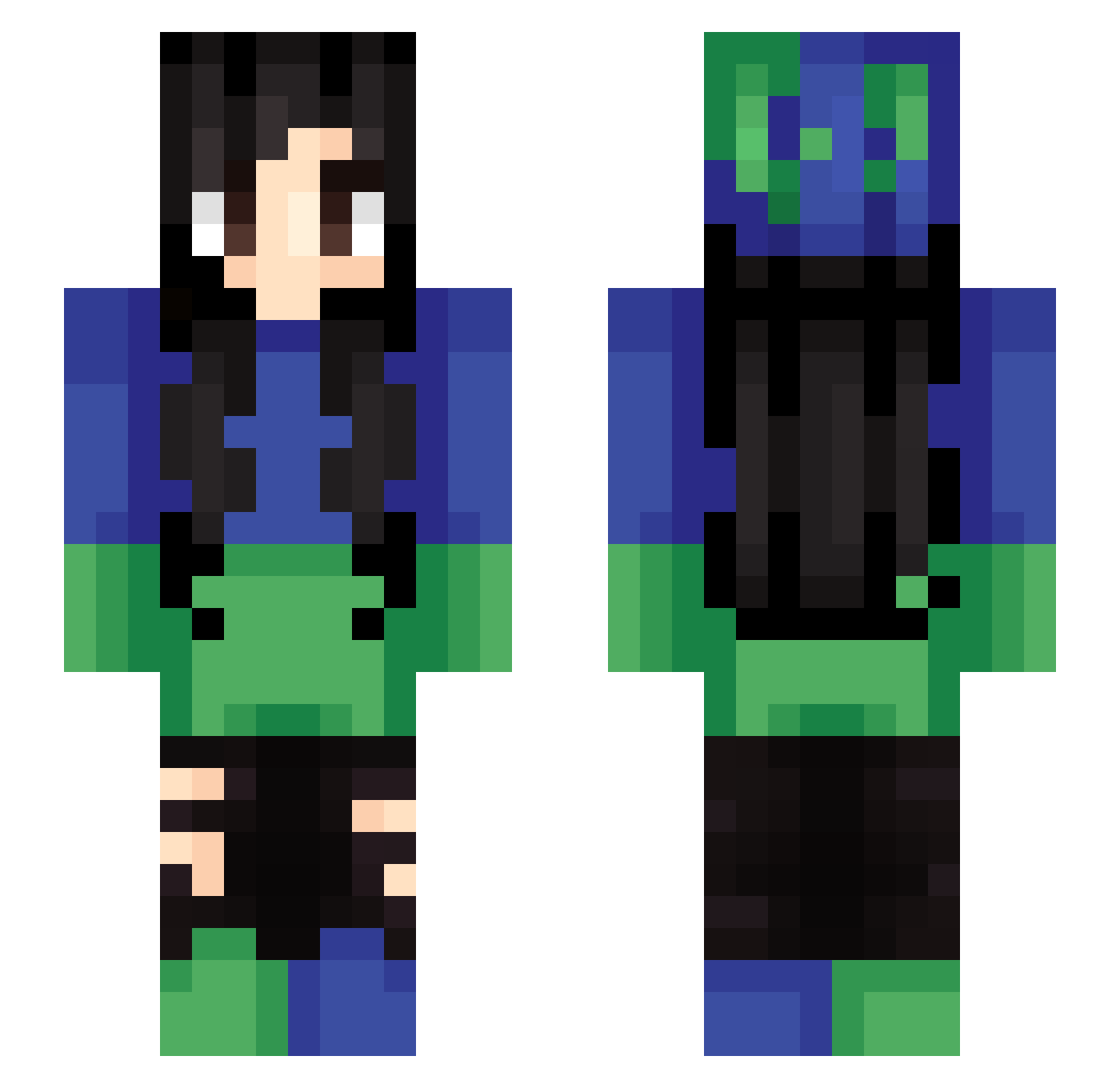 Minti Minecraft skin, front and back view