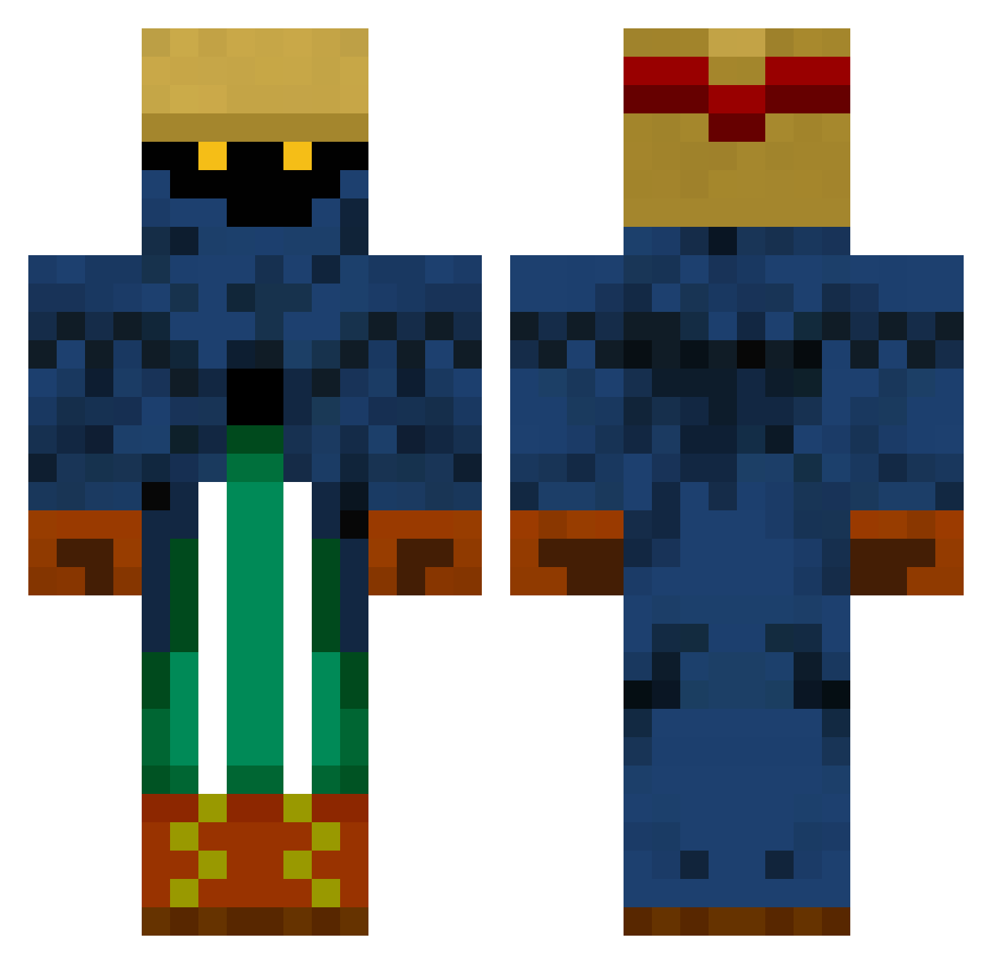 jinks Minecraft skin, front and back view