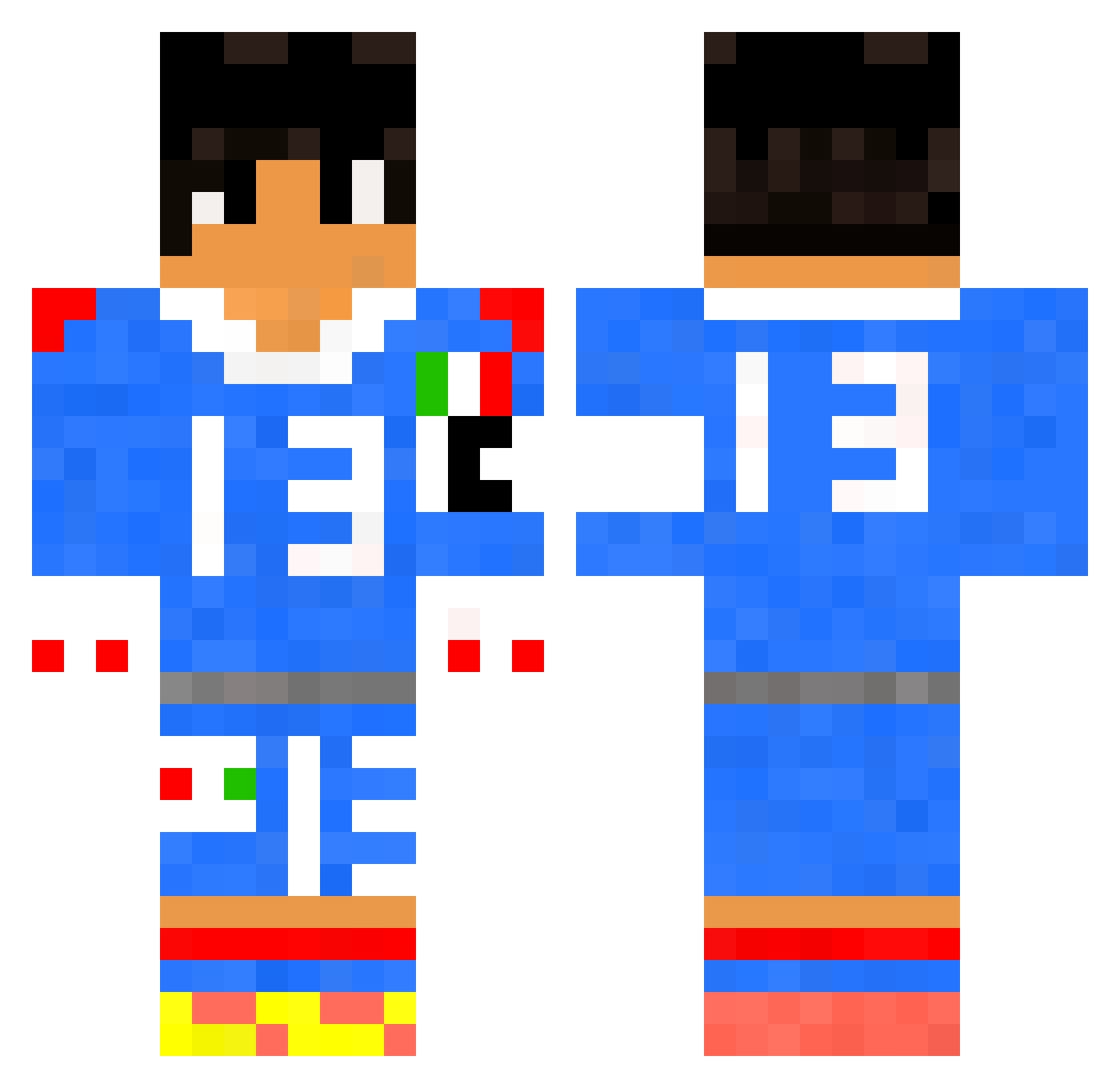 AxelElHacker Minecraft skin, front and back view