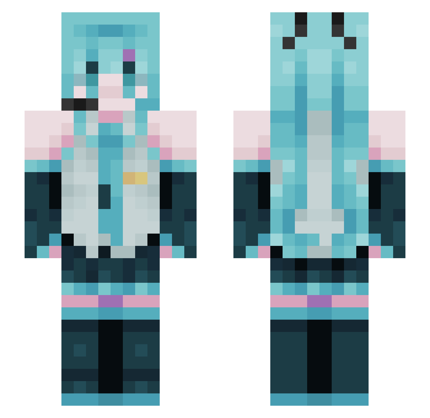Doodlesbuddy Minecraft skin, front and back view