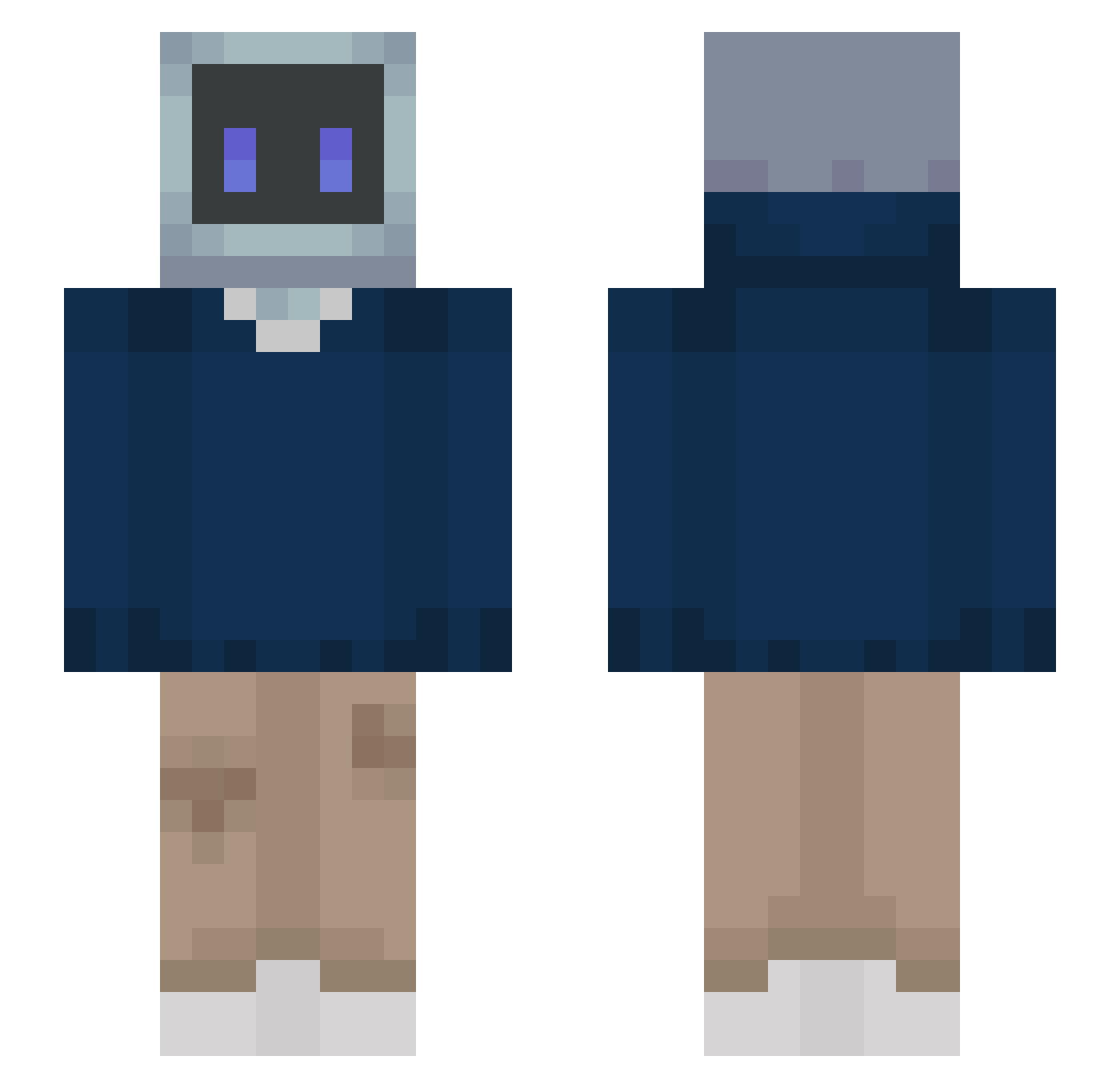 Waroqx Minecraft skin, front and back view