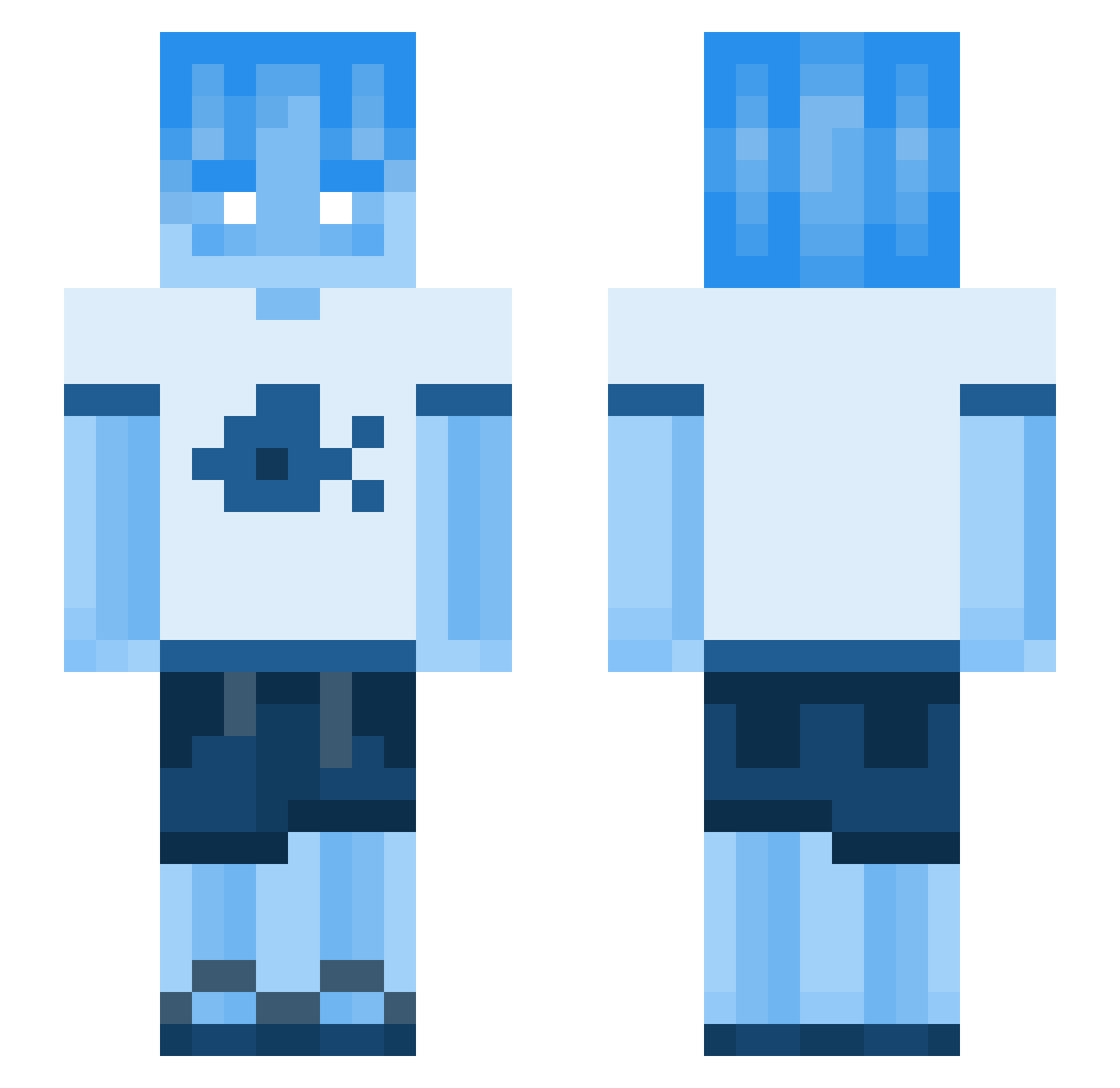 Seaware Minecraft skin, front and back view