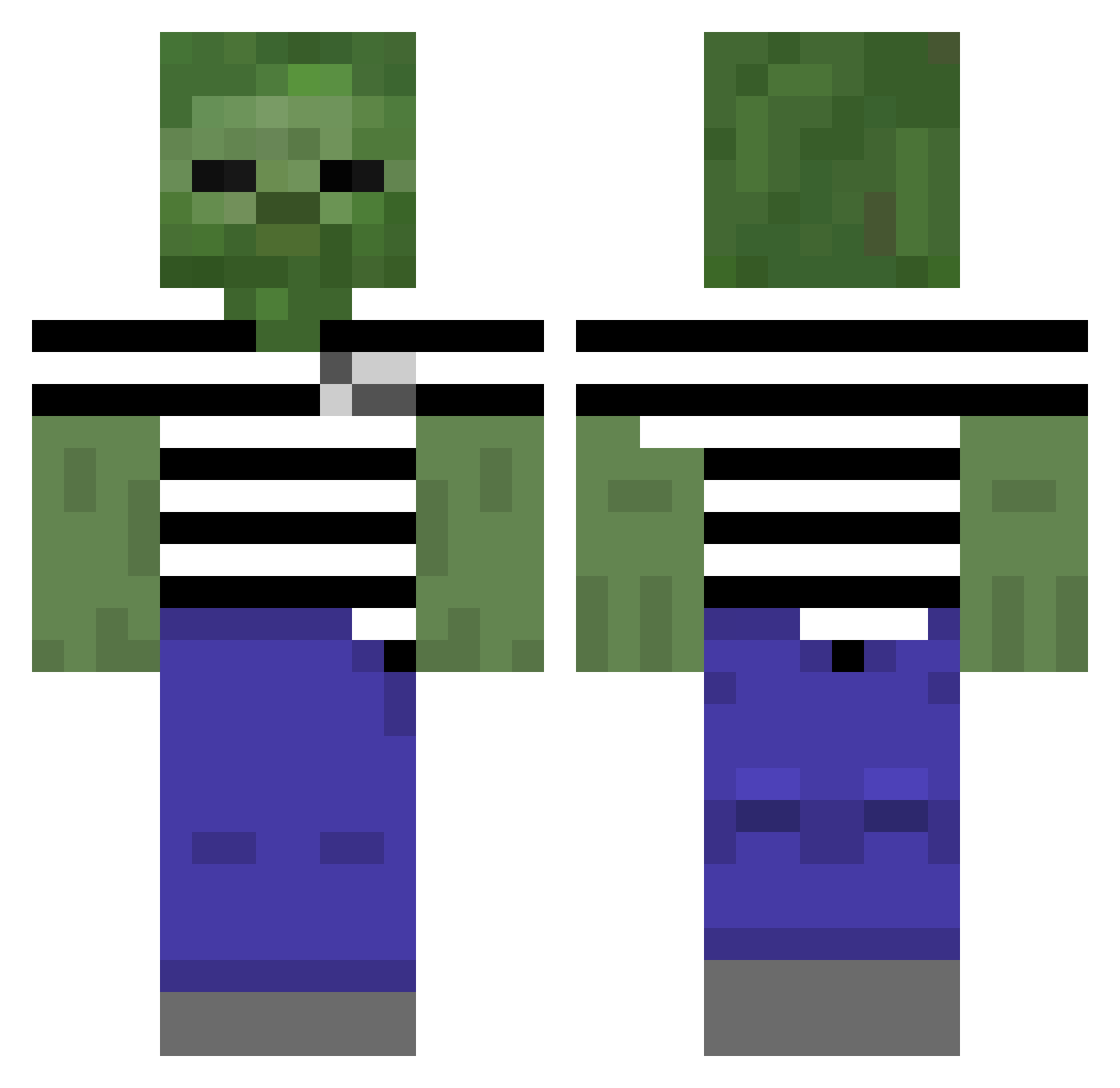 elevenator Minecraft skin, front and back view