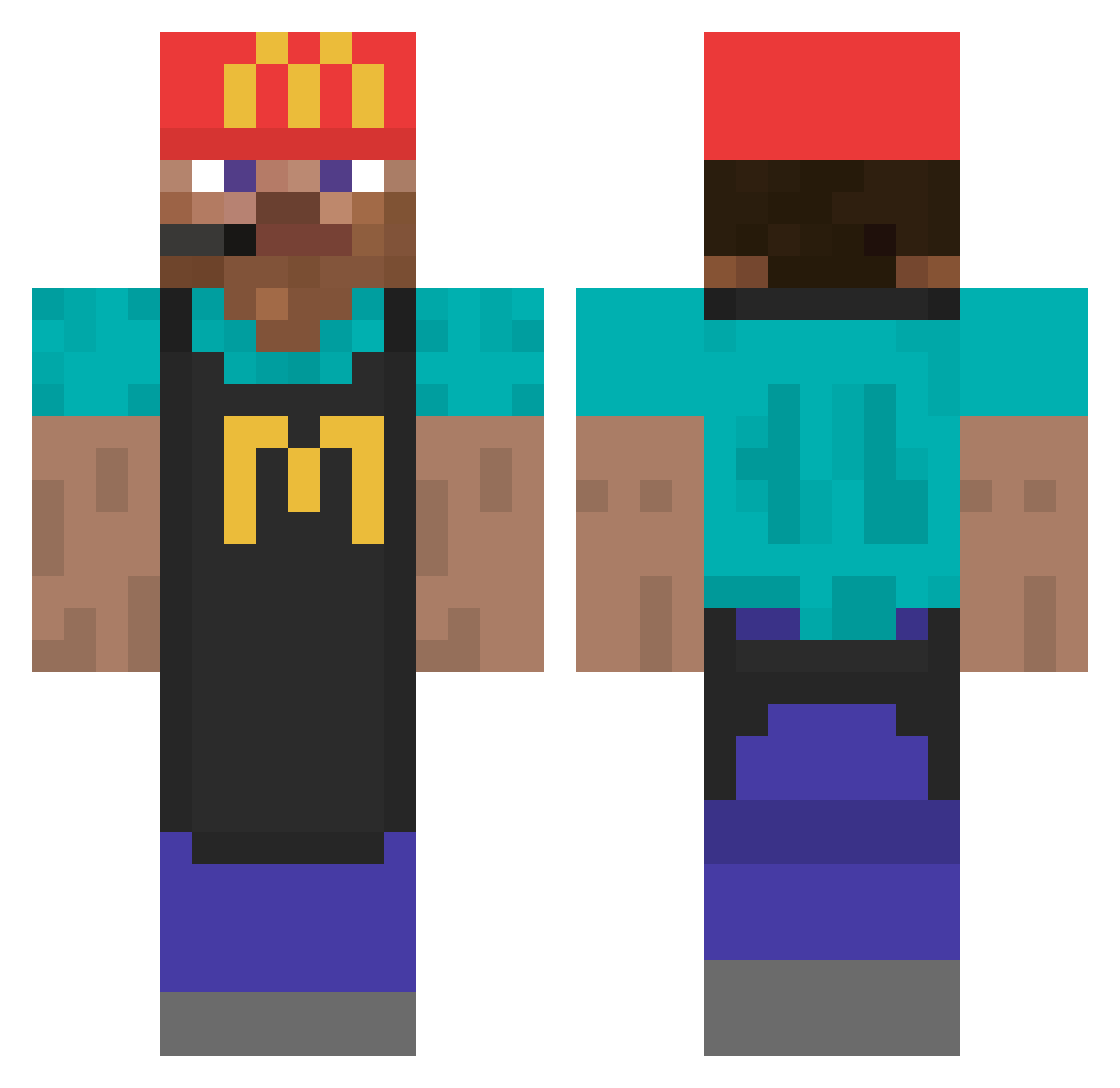 Subnettingg Minecraft skin, front and back view
