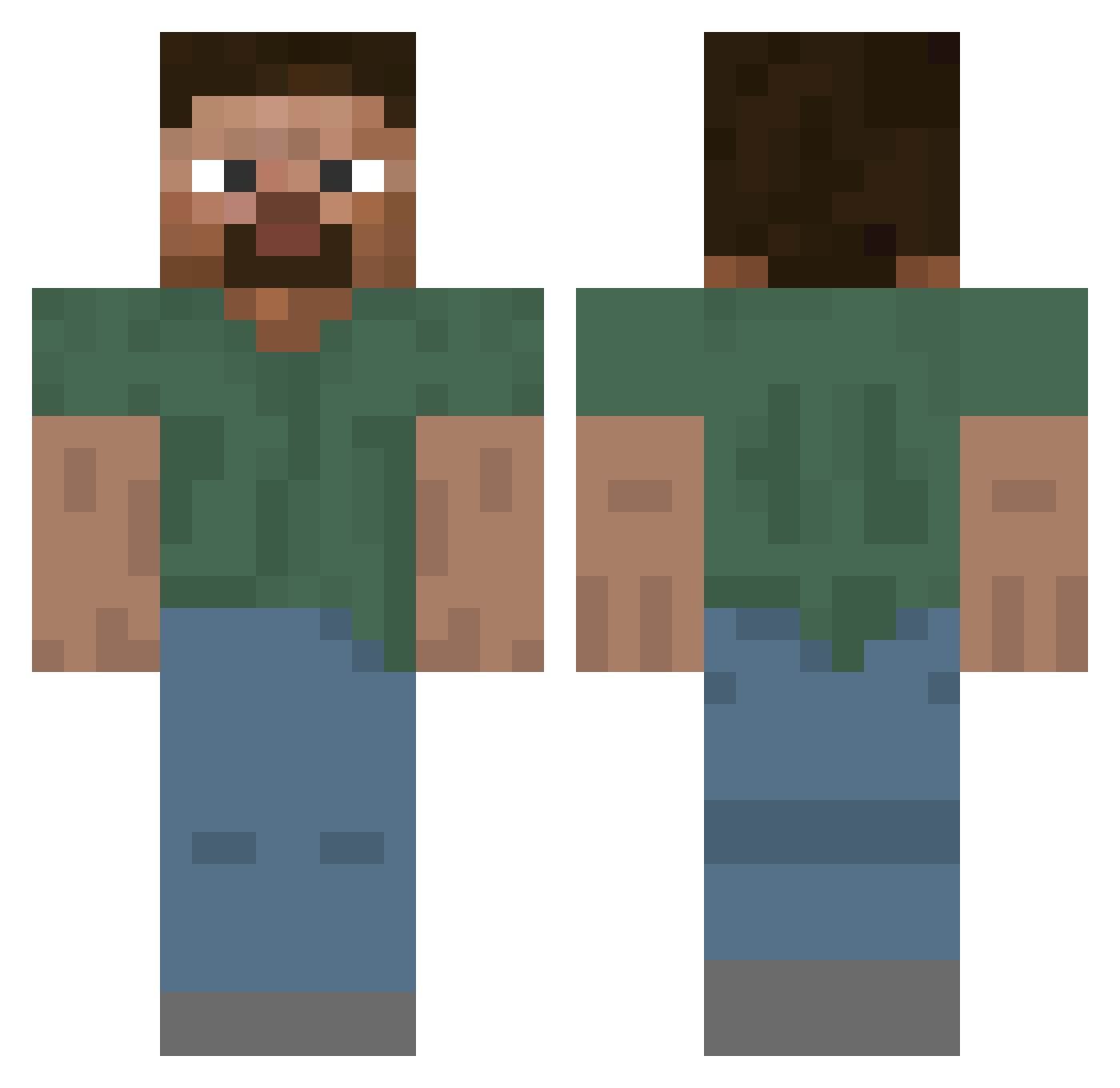 Valancius Minecraft skin, front and back view