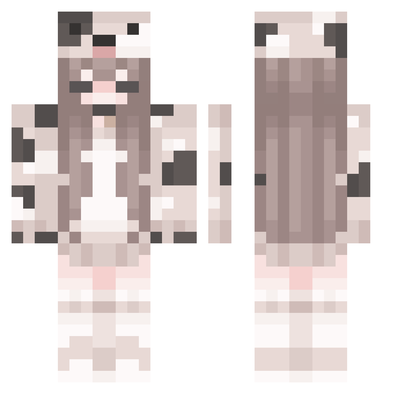 Swooster Minecraft skin, front and back view
