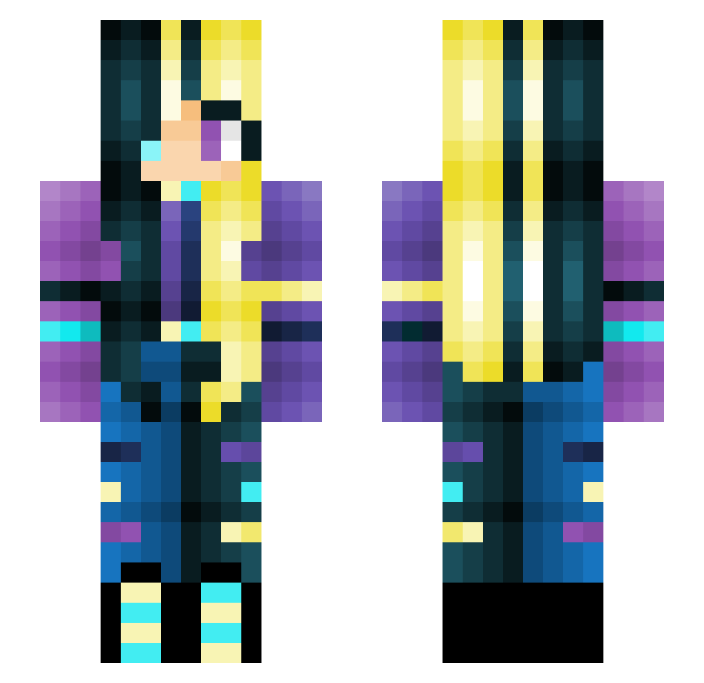SpazKat7 Minecraft skin, front and back view