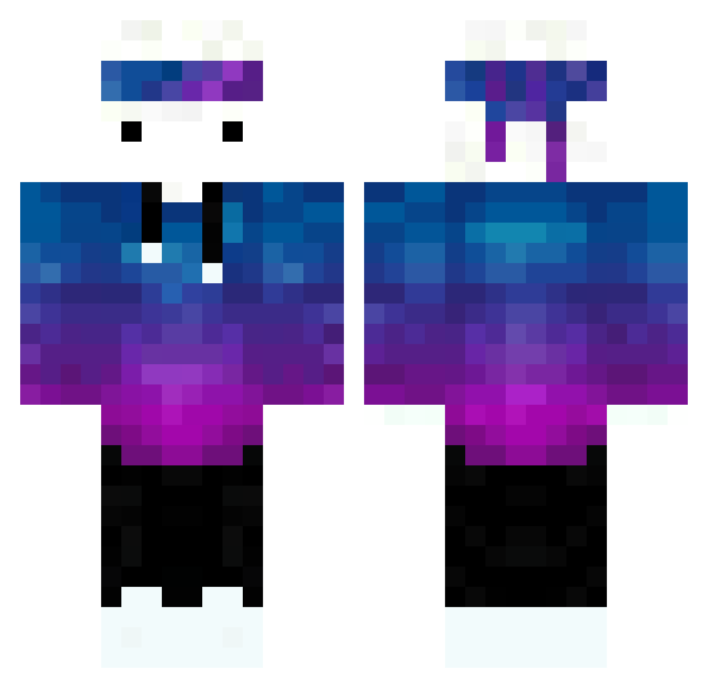 nicknose21 Minecraft skin, front and back view