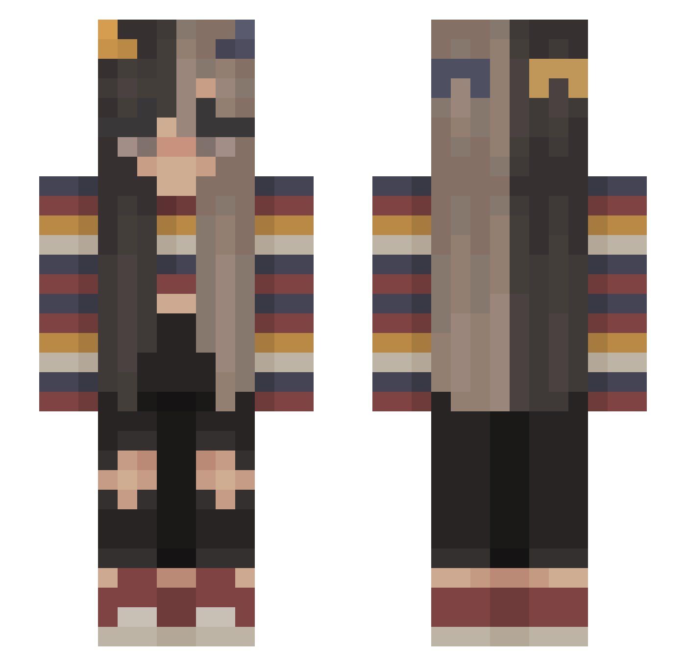 SN1EZKA Minecraft skin, front and back view