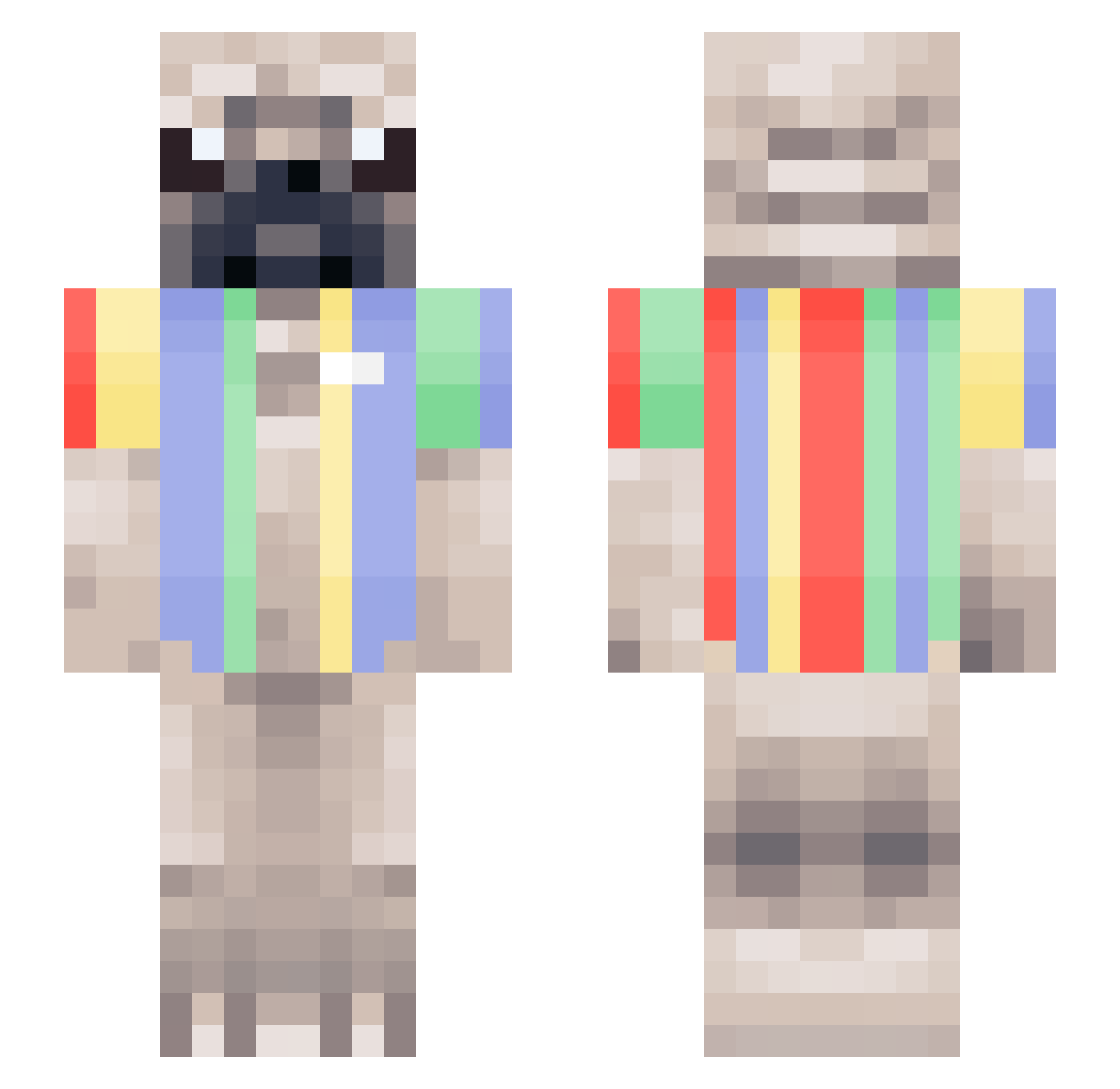 ontologia Minecraft skin, front and back view