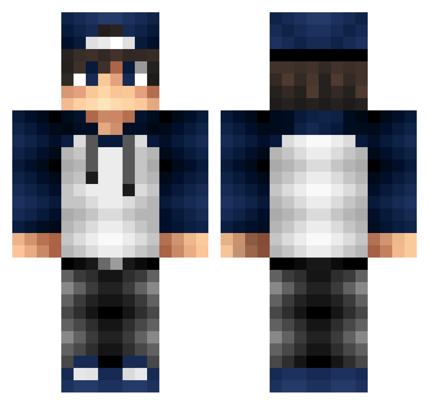 Trainy Minecraft skin, front and back view
