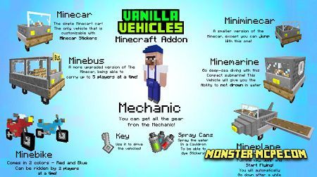 Vanilla Vehicles Addon 1 6 Minecraft Pe Addons Mods