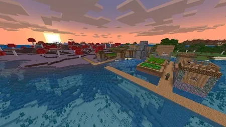 Zombie Village attached to Mushroom Biome at spawn Seed