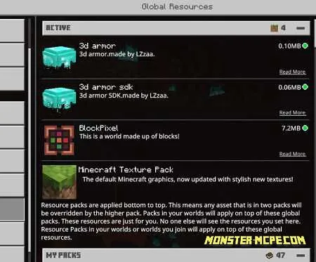 3D Armor Texture Pack
