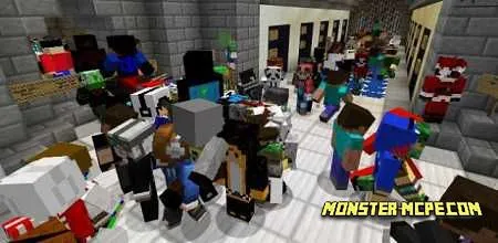 Minecraft crowd of players