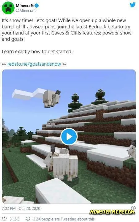 tweet from Mojang studio