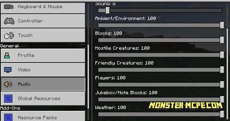 sounds settings