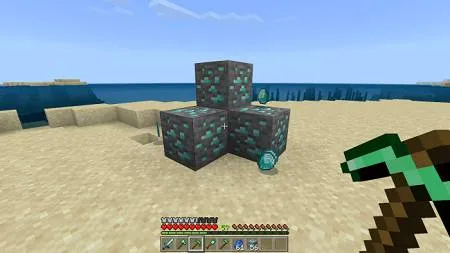 pickaxe mined diamond ore