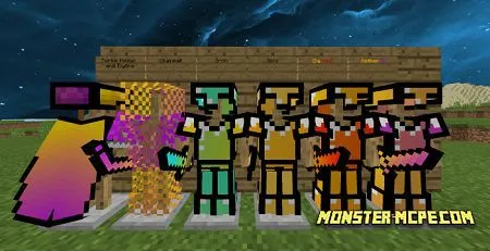 Preview of armor, elytra, and swords on character