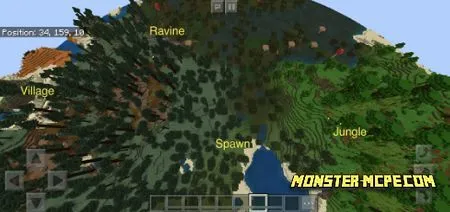 Mineshaft, Jungle, and Desert Village Close to Spawn Seed