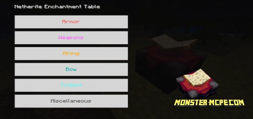 Netherite Enchantment Table Concept Add-on 1.18