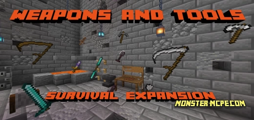 Weapons And Tools Survival Expansion Add-on 1.19/1.18+/1.17+