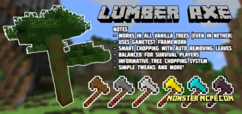 Lumber Axe Addon: Chop Trees with Ease Add-on 1.20/1.19/1.18+