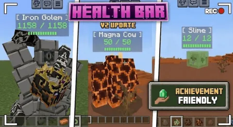 Health Bar addon works with all mobs Add-on 1.21+