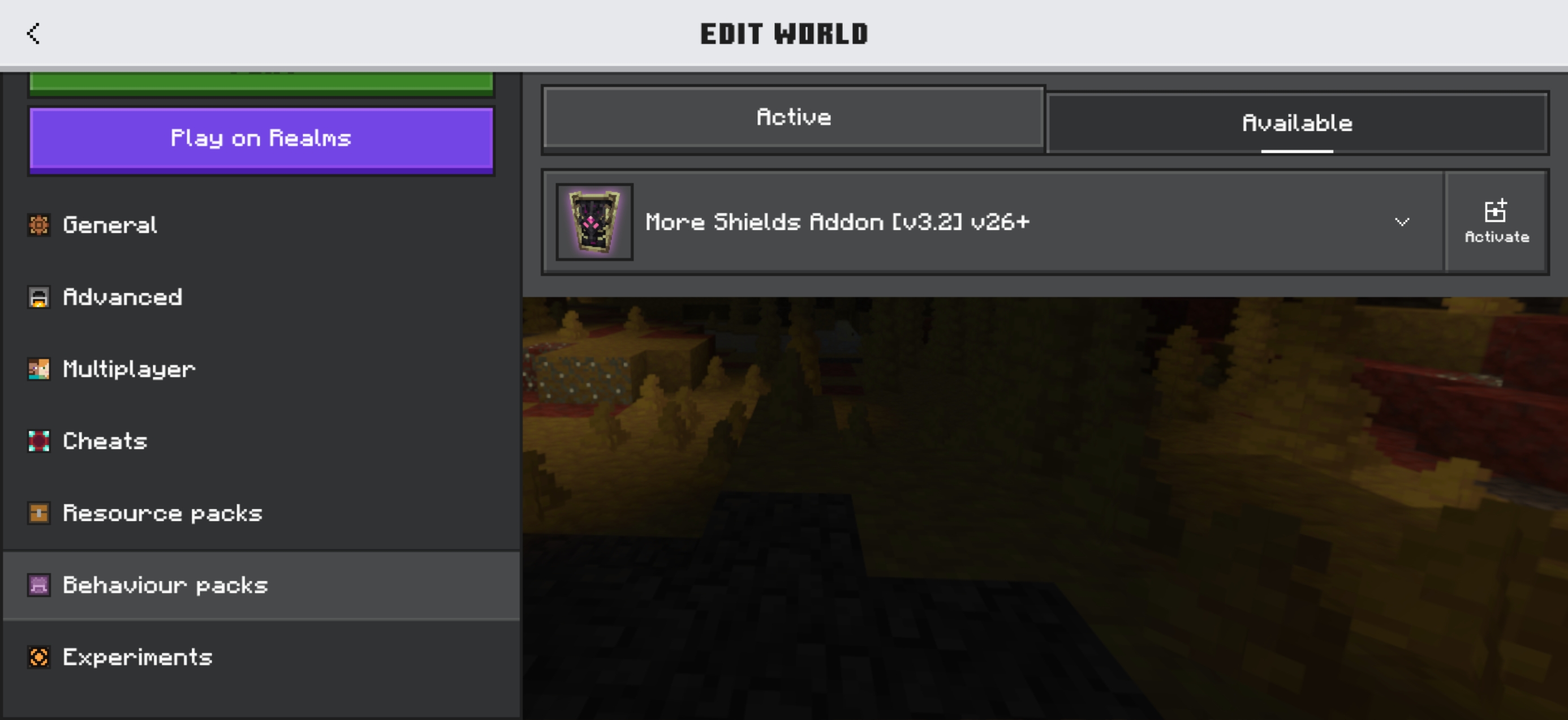 Add-on in the Available tab with the Activate button