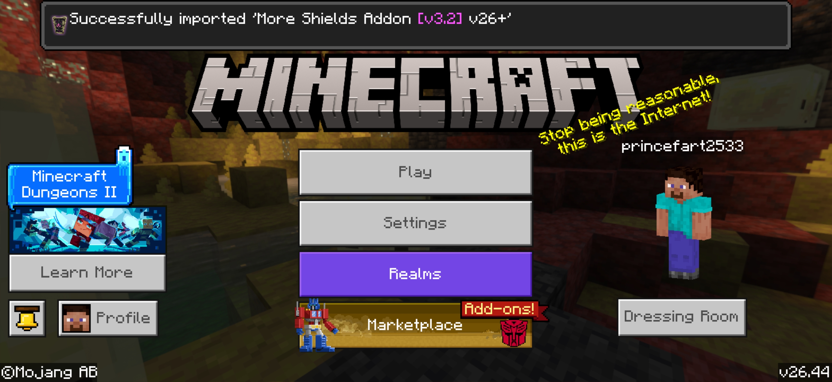 Successfully imported message in Minecraft