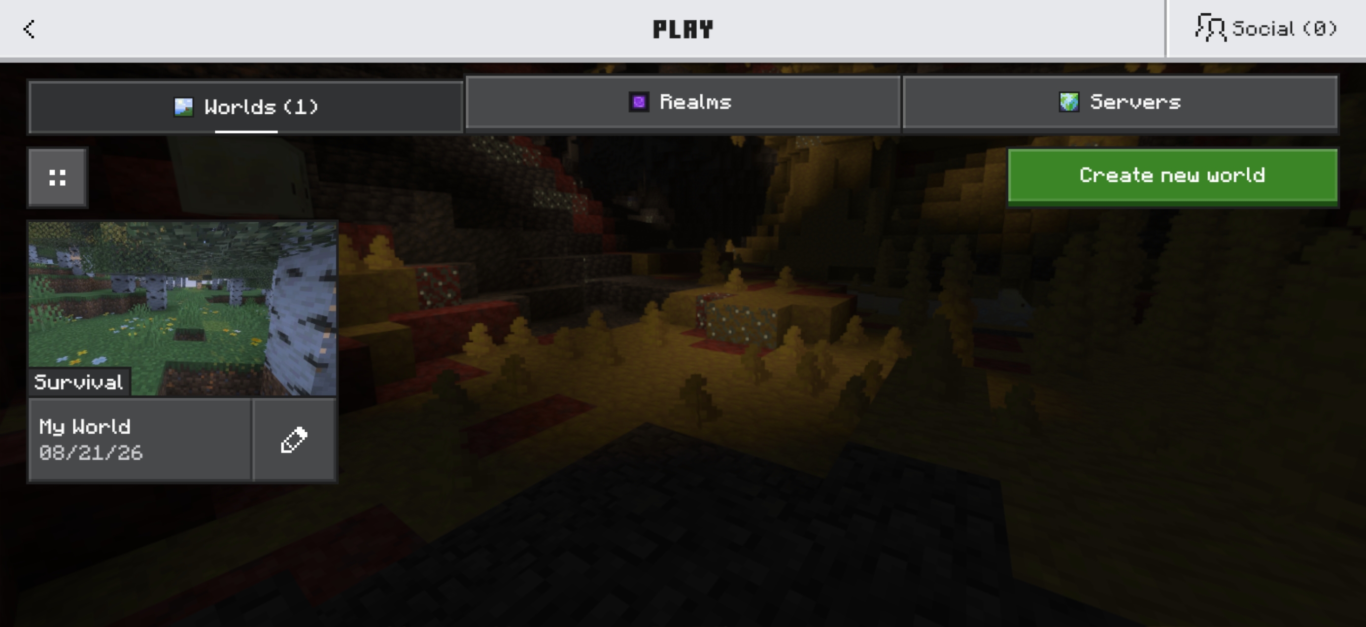 Pencil button to edit a Minecraft world